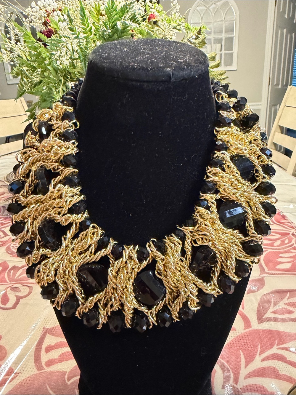 Gold & Black Statement Necklace - Women Jewelry